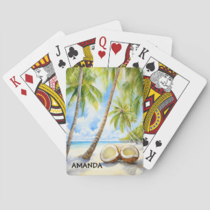 Beach, Palm Trees, Coconuts Playing Cards