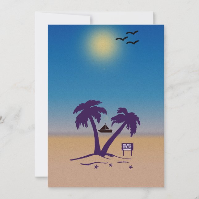 Beach Palm Trees  Invitation (Front)