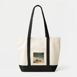 Beach, palm trees & lounger tote bag