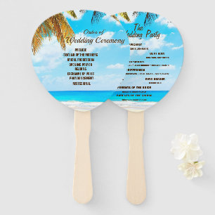Beach, Palm Trees Ocean Destination Wedding Hand Fan