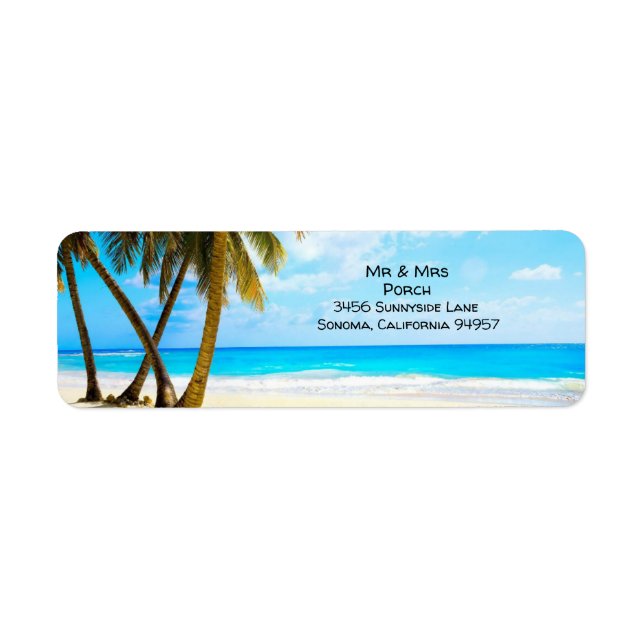 Beach, Palm Trees, Ocean Return Address Label (Front)