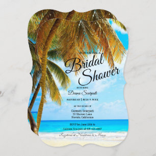 Beach, Palm Trees, Ocean Wedding Bridal Shower Invitation