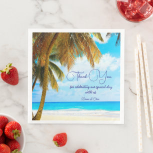 Beach, Palm Trees Ocean Wedding Napkin