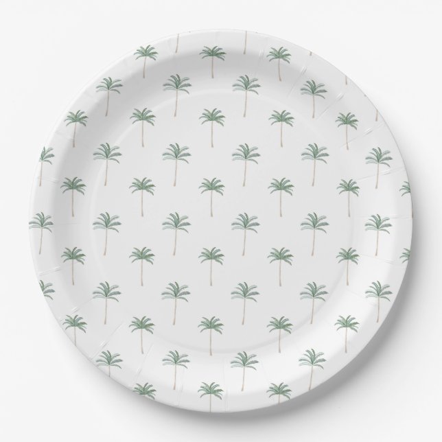 Beach Palm Trees Paper Plate (Front)