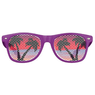 Beach Palm Trees Purple Red Sunset Retro Sunglasses