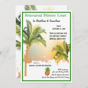 Beach Palm Trees Rehearsal Dinner Invitation