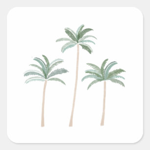 Beach Palm Trees Square Sticker