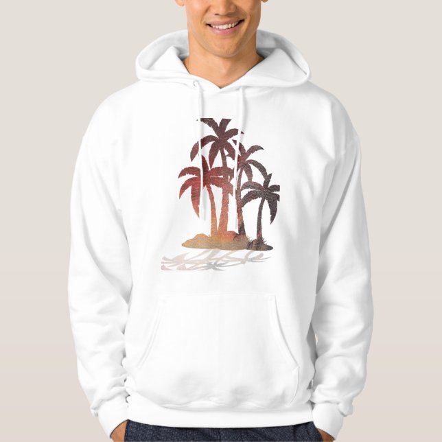 Beach Palm Trees Sunset Hoodie (Front)