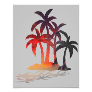 Beach Palm Trees Sunset Photo Print