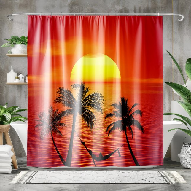 Beach Palm Trees Sunset |  Shower Curtain (Creator Uploaded)