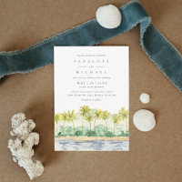 Beach Palm Trees Tropical Watercolor Wedding