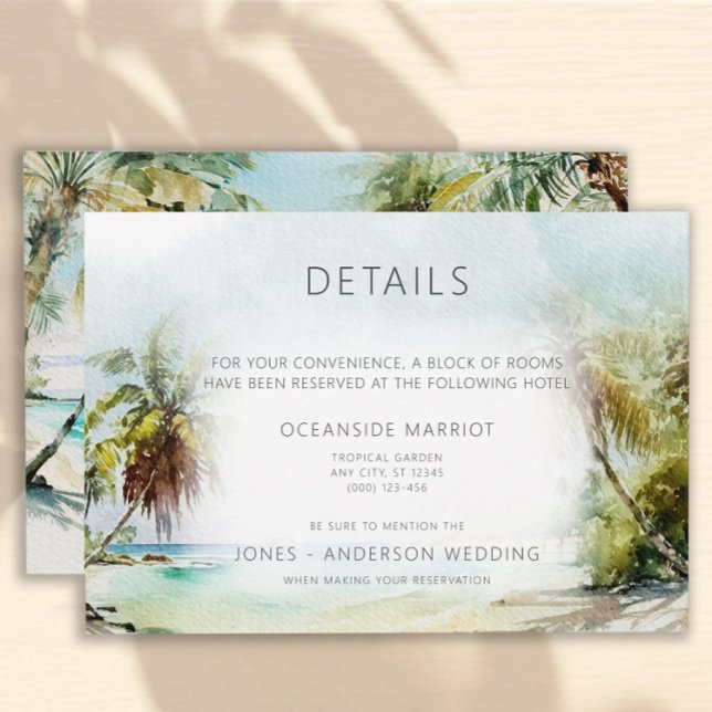 Beach Palm Trees Wedding Detail Enclosure Card (Creator Uploaded)