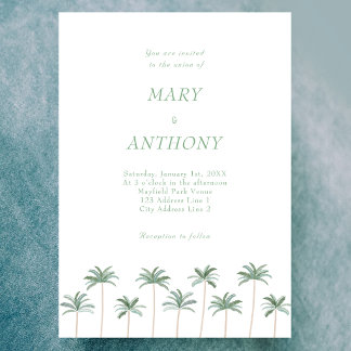Beach Palm Trees Wedding Invitation