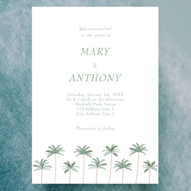 Beach Palm Trees Wedding Invitation (Creator Uploaded)