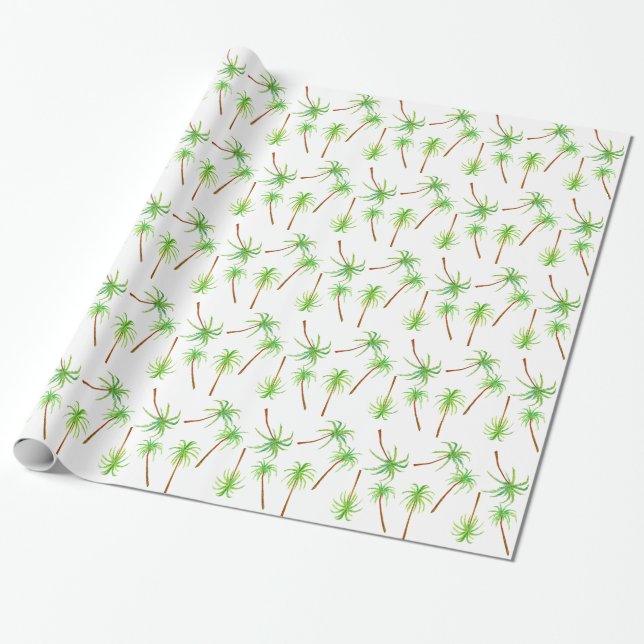 Beach Palm Trees Wrapping Paper (Unrolled)