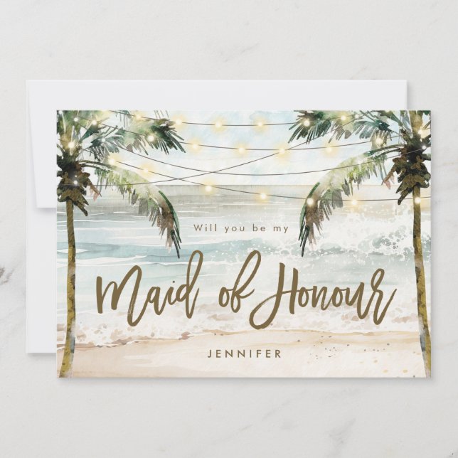 beach palms maid of honor proposal card (Front)