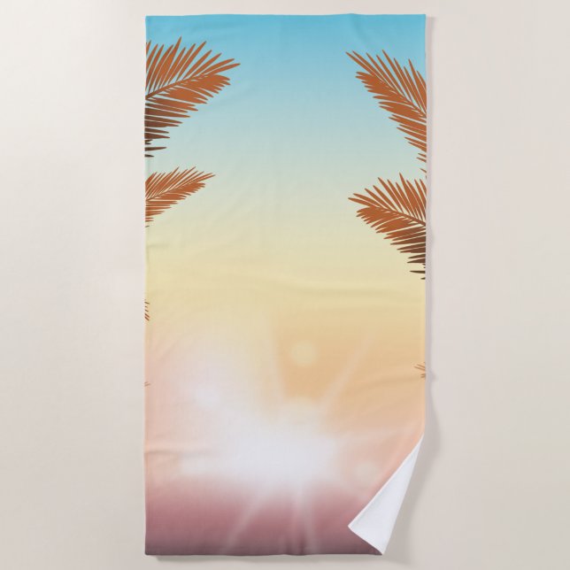 Beach Palms Sunset Beach Towel (Front)