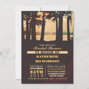 Beach Palms Sunset Bridal Shower Invitation