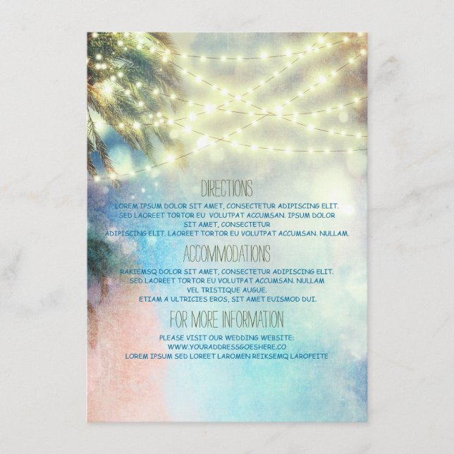 Beach Palms Wedding Details - Information Enclosure Card (Front)