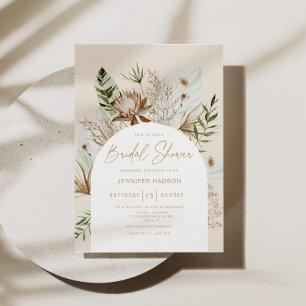 Beach pampas grass bridal shower invitation