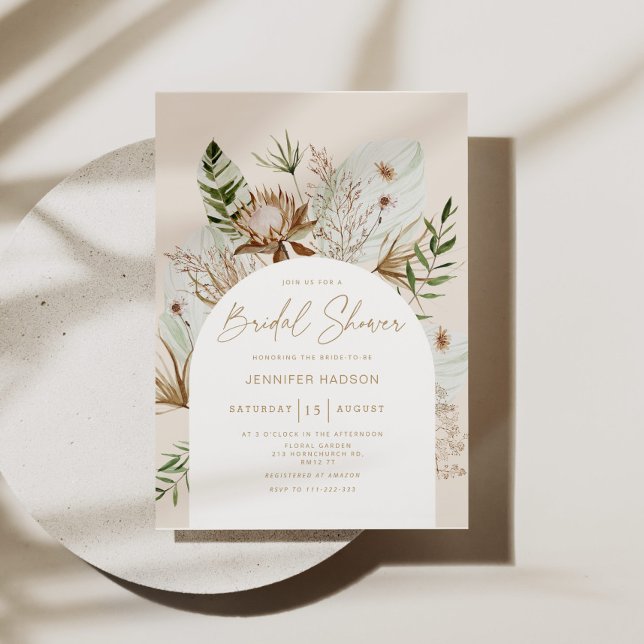 Beach pampas grass bridal shower invitation (Creator Uploaded)