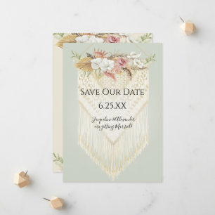 Beach Pampas Grass Orchid Floral Tropical Macrame Announcement