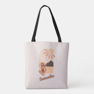 Beach Paradise Summer Retro Custom Name Tote Bag