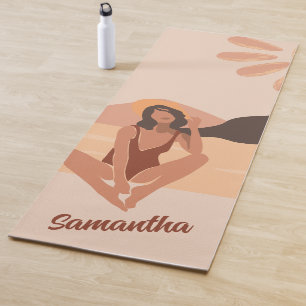 Beach Paradise Summer Retro Custom Name Yoga Mat