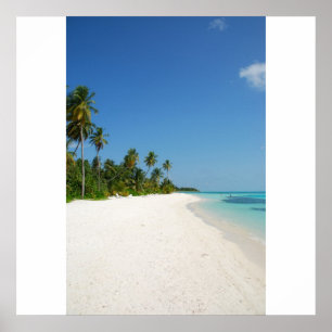 Beach paradise with palm trees poster
