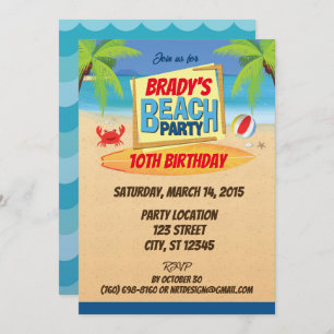 Beach Party Birthday Invitation