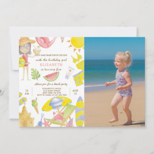 Beach Party Birthday Invitation With Photo