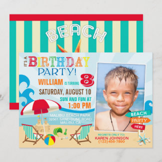 Beach Party Birthday Invitations