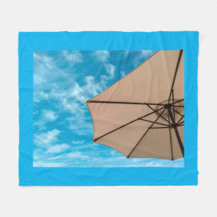 Beach party blues sun ocean umbrella pop colour fleece blanket