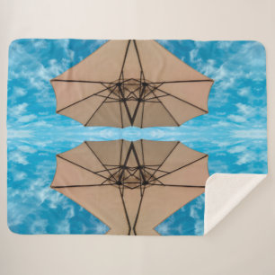 Beach party blues sun ocean umbrella pop colour sherpa blanket