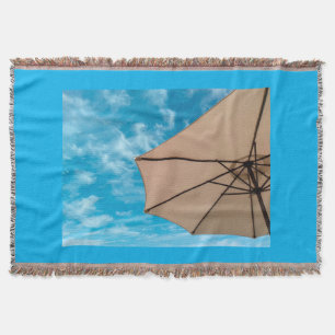 Beach party blues sun ocean umbrella pop colour throw blanket