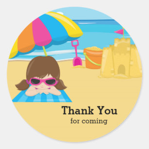 Beach party classic round sticker