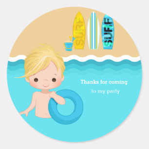 Beach party classic round sticker