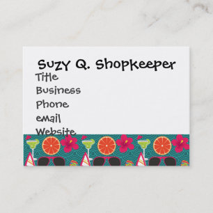 Beach Party Flip Flops Sunglasses Beach Ball Blue Business Card