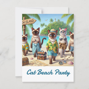 Beach party for Cat lovers Hawaii themed Postcard