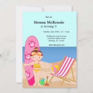 Beach Party (Girl) Invitation