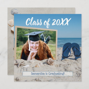 Beach Party Graduation Photo Invitation