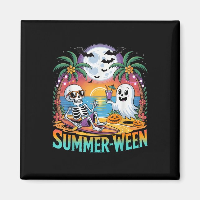 Beach Party Halloween Vibes Summerween Skeleton Gh Magnet (Front)