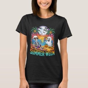 Beach Party Halloween Vibes Summerween Skeleton Gh T-Shirt