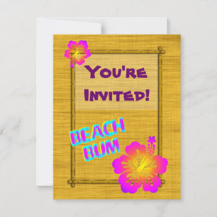 Beach Party Hibiscus Flower Custom Invitations