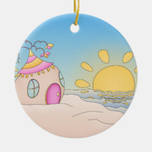 Beach Party House Ceramic Ornament