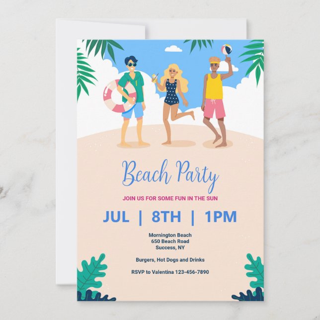Beach Party Invitation (Front)