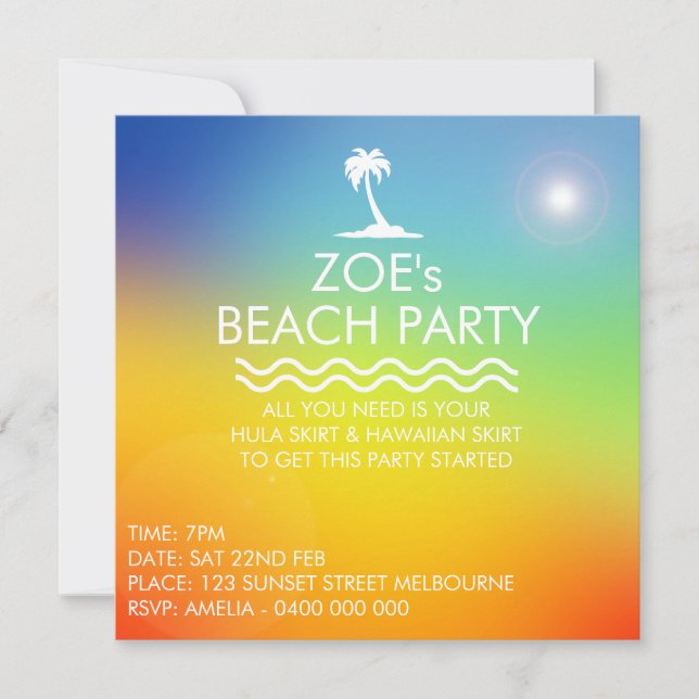 BEACH PARTY INVITATION (Front)