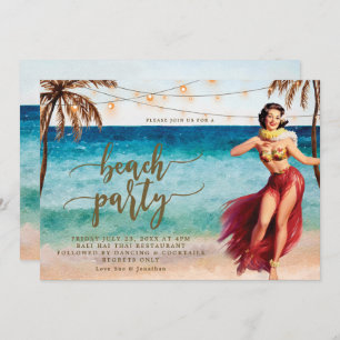 beach party invitation palm trees hula