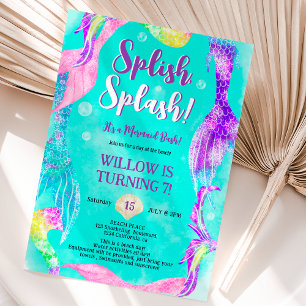 Beach party mermaid tails ocean Kids birthday Invitation