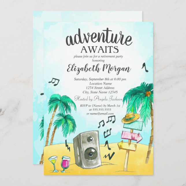 Beach Party Palms  Invitation (Front/Back)